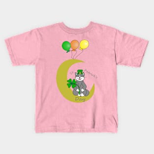 St Patrick's DAY and funny cat Kids T-Shirt